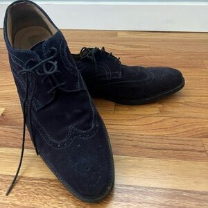 Elegant Dark Blue Suede Oxford Shoes